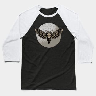 Skull Moth Moon Baseball T-Shirt